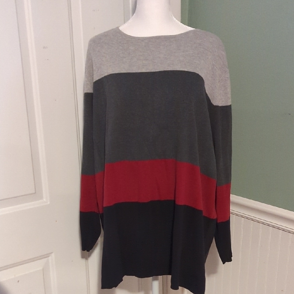 Liz Claiborne Woman 2X Striped Long Sleeve Sweater Fall Winter